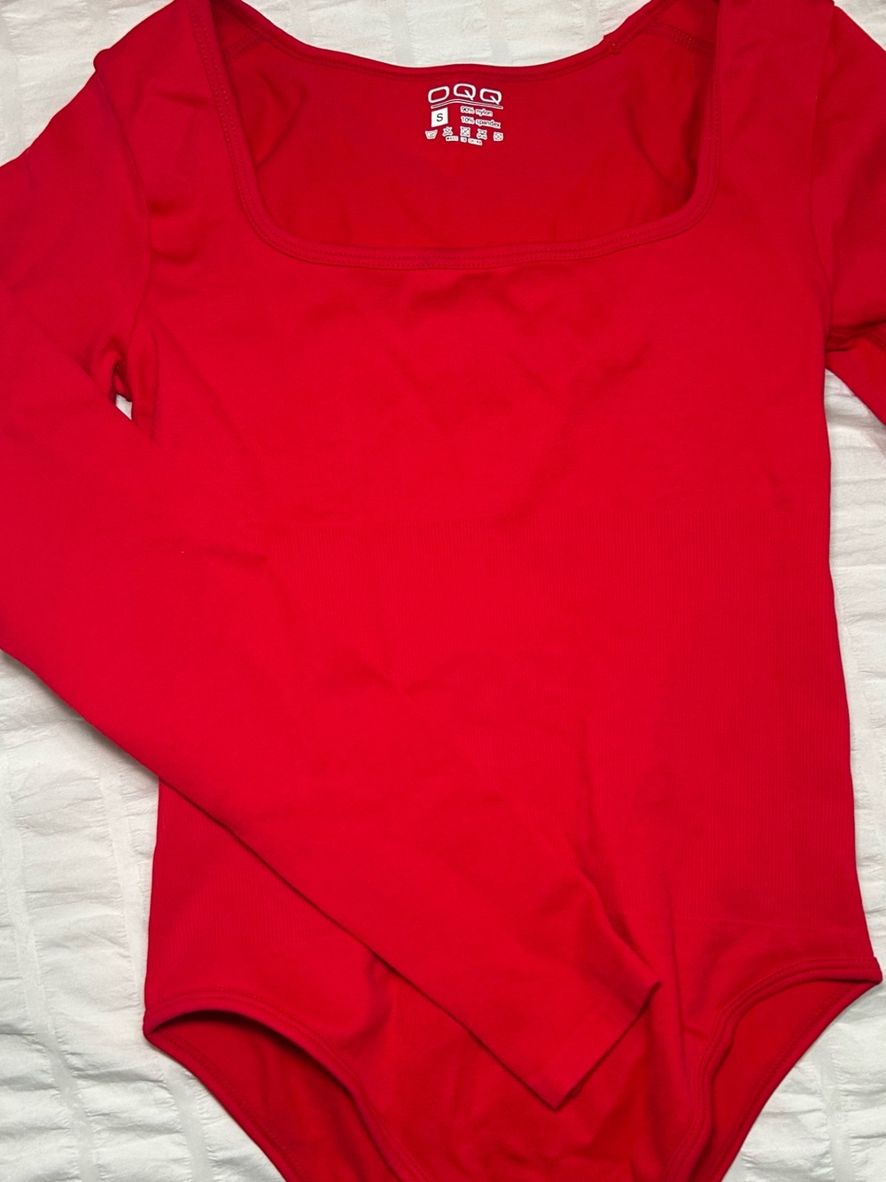 Women's Red & Cream Long Sleeve Scoop Neck Bodysuit | 2 for 10$